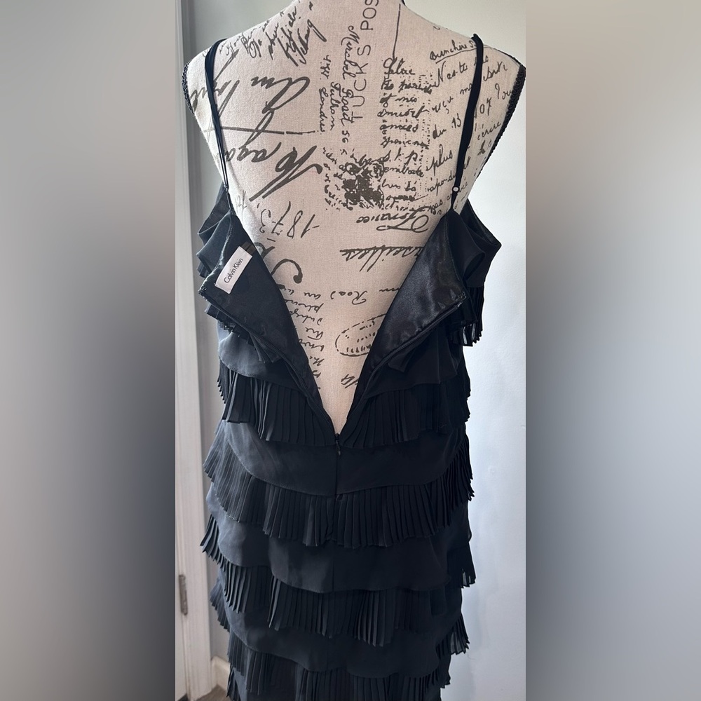 🖤🖤Calvin Klein Women’s Black Ruffle Spaghetti Strap Dress -🖤🖤 - Picture 5 of 9